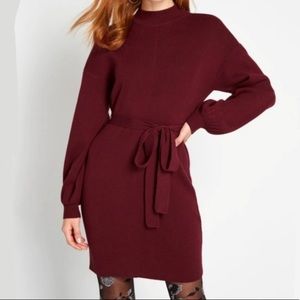 ModCloth Total Softie Maroon Sweater Dress